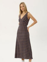Tully Seersucker Maxi Dress - Shev Indigo Check MAXI DRESSES AFENDS 