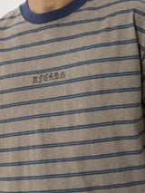Eureka Boxy Tee - Olive Stripe T-SHIRT AFENDS 