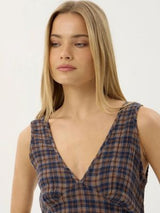Tully Seersucker Maxi Dress - Shev Indigo Check MAXI DRESSES AFENDS 