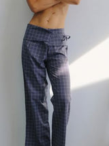 Mika Fold Pant - Indigo Plaid PANTS THE BARE ROAD 