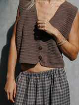 Scarlett Crochet Vest - Chocolate TOP THE BARE ROAD 