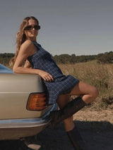 Sammy Seersucker Mini Dress - Thea Midnight MINI DRESSES AFENDS 