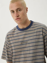 Eureka Boxy Tee - Olive Stripe T-SHIRT AFENDS 