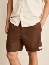 Textured Linen Jam Shorts - Chocolate SHORTS RHYTHM 