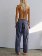 Mika Fold Pant - Indigo Plaid PANTS THE BARE ROAD 