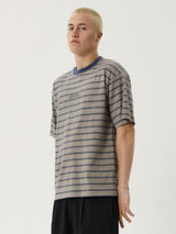 Eureka Boxy Tee - Olive Stripe T-SHIRT AFENDS 