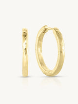 Textured Gold Huggies - Large EARRINGS TONIMAY 