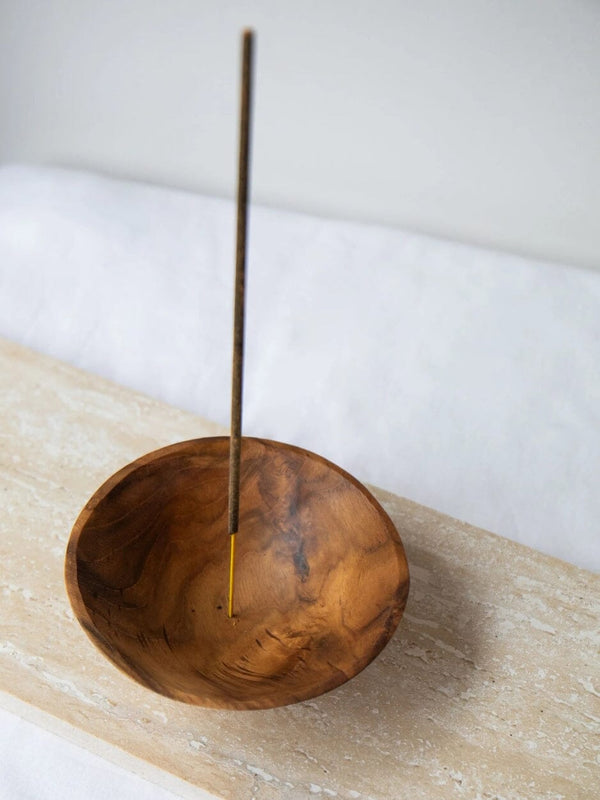 Zen Bowl Teak Wood Incense Holder INCENSE HOLDER HOLY SMOKE 