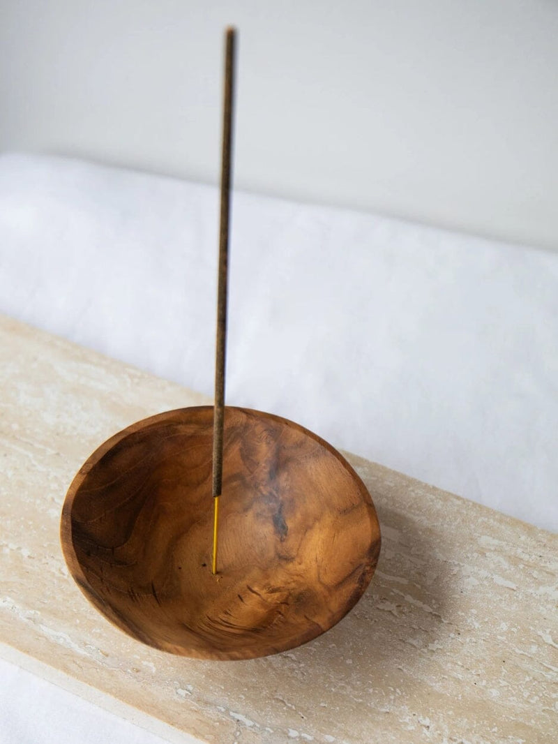 Zen Bowl Teak Wood Incense Holder INCENSE HOLDER HOLY SMOKE 