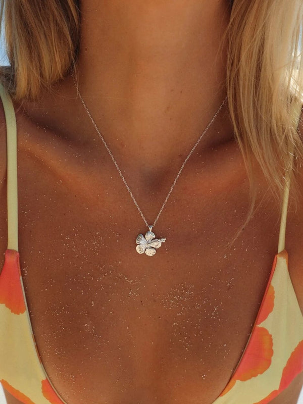Hibiscus Necklace Sterling Silver NECKLACES MALAKAI THE LABEL 