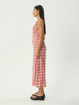 Position Seersucker Maxi Dress - Red Check MAXI DRESSES AFENDS 