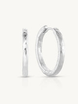 Textured Silver Huggies - Large EARRINGS TONIMAY 