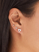 Love Heart Garnet Studs - Silver EARRINGS MIDSUMMER STAR 