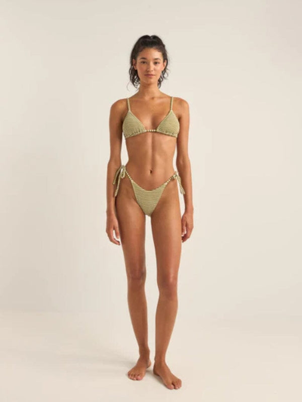 Cove Stripe Tie Side Hi Cut Pant - Olive SWIM BOTTOMS RHYTHM 
