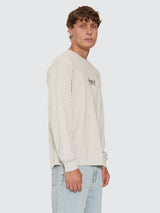Thrills Workwear Embro Long Sleeve Merch Tee - Snow Marle JUMPER THRILLS 