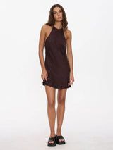Celeste Bias Halter Mini Dress - Postal Brown MINI DRESSES THRILLS 