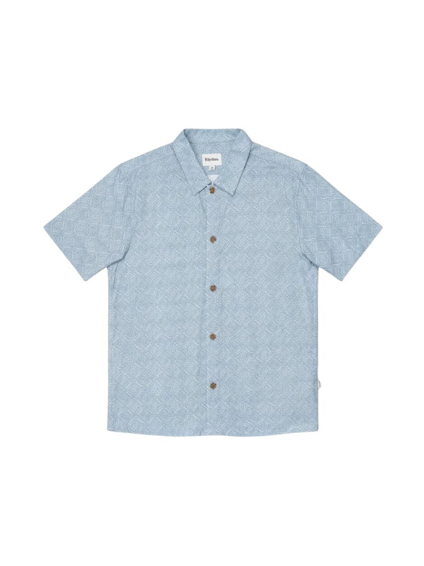 Tile Ss Shirt - Blue BUTTON UP RHYTHM 