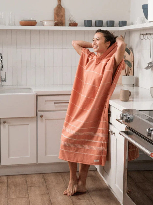 Classic Stripe Hooded Poncho - Dusty Pink HOODED TOWEL SAND CLOUD 