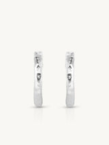 Textured Silver Huggies - Medium EARRINGS TONIMAY 