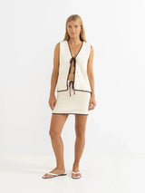 Adele Contrast Longline Knit Vest - Cream KNIT VEST RHYTHM 