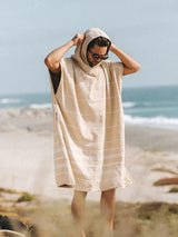 Classic Stripe Hooded Poncho - Sand HOODED TOWEL SAND CLOUD 