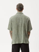 Base Seersucker Short Sleeve Shirt - Deep Green Check BUTTON UP AFENDS 