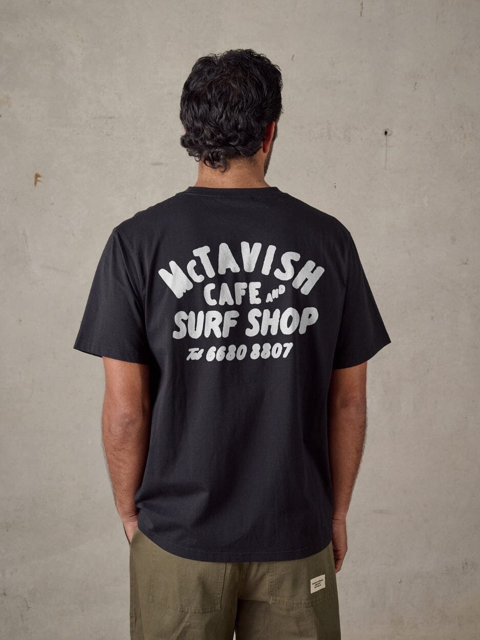 Surf Shop Cafe Tee - Black – Odyssea