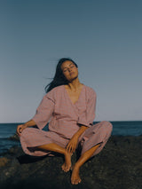 Mia Wrap Top in Orange Seersucker TOP THE BARE ROAD 