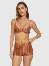 Aftersun Stripe Boy Leg Bikini Bottom - Burnt Orange BOTTOMS THRILLS 