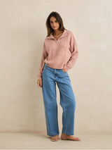 Quinn Zip Knit - Pink JUMPER RHYTHM 