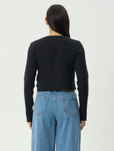 Focus - Seersucker Long Sleeve Top - Black TOP AFENDS 
