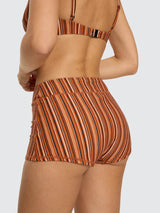 Aftersun Stripe Boy Leg Bikini Bottom - Burnt Orange BOTTOMS THRILLS 