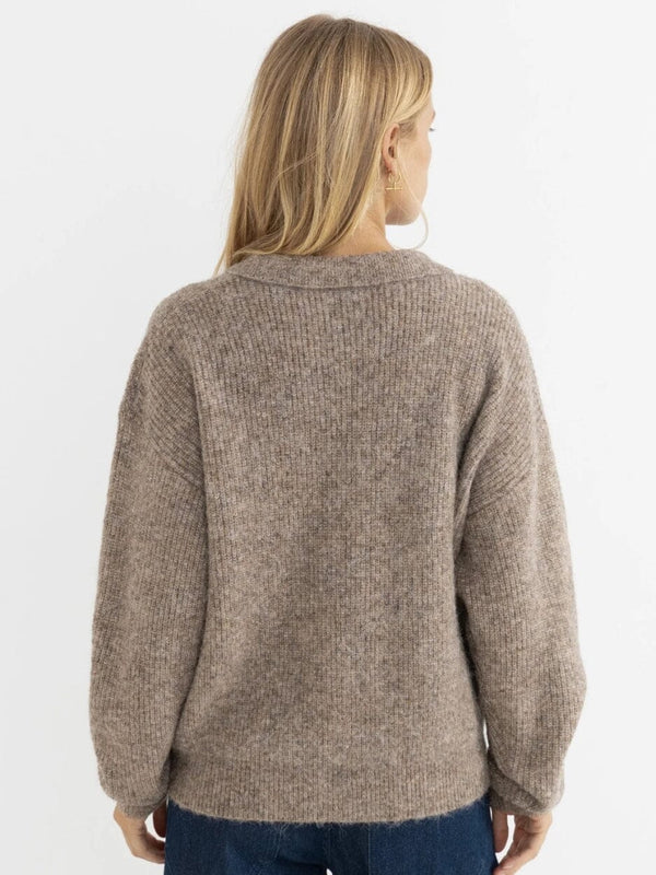 Quinn V-Neck Collared Jumper - Oatmeal JUMPER RHYTHM 