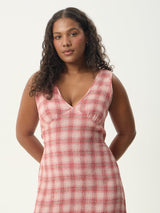 Position Seersucker Maxi Dress - Red Check MAXI DRESSES AFENDS 