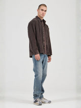 Campus Chunky Cord Long Sleeve Shirt - Dark Brown LONG SLEEVE ROLLAS JEANS 