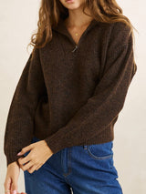 Quincy Zip Knit - Chocolate JUMPER RHYTHM 