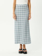 Lagoon Seersucker Maxi Skirt - Overcast Check SKIRTS AFENDS 