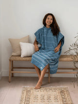 Classic Stripe Hooded Poncho - Slate Blue HOODED TOWEL SAND CLOUD 