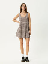 Jesse Seersucker Mini Dress - Coffee Check MINI DRESSES AFENDS 