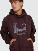 New Delusions Slouch Pull On Cropped Hood - Sunfade Bleach Aubergine JUMPER THRILLS 
