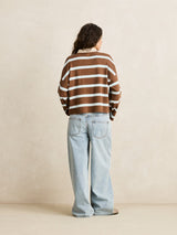 Rugby Polo Knit Sweater - Brown JUMPER RHYTHM 