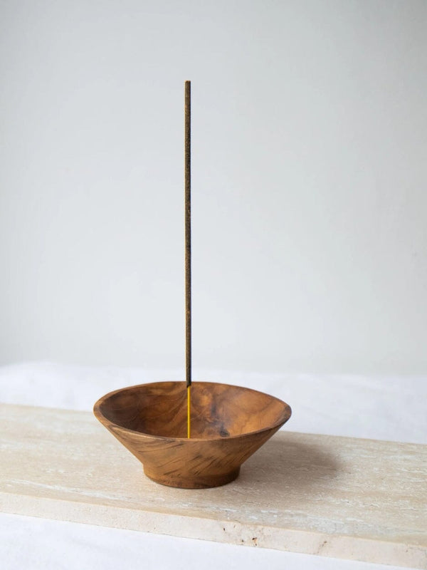 Zen Bowl Teak Wood Incense Holder INCENSE HOLDER HOLY SMOKE 