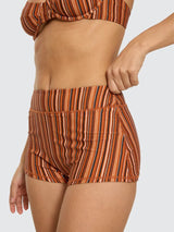 Aftersun Stripe Boy Leg Bikini Bottom - Burnt Orange BOTTOMS THRILLS 