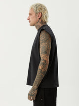 Mix Up Sleeveless Tee - Stone Black TANK TOP AFENDS 