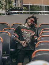 Barbed Tiger Ringer - Washed Black T-SHIRT BILLY BONES CLUB 