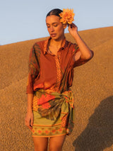 Cuban Tropical Shirt - Coffee BUTTON UP WANDERING FOLK 