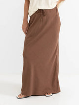 Nadia Bias Cut Maxi Skirt - Chocolate SKIRTS RHYTHM 