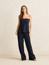 Contrast Linen Track Pant - Ocean PANTS RHYTHM 