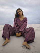 Ella Wrap Top Fig Hemp Check TOP THE BARE ROAD 