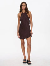 Celeste Bias Halter Mini Dress - Postal Brown MINI DRESSES THRILLS 